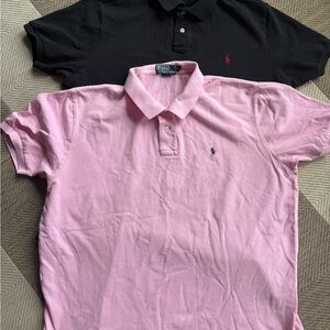Set of 2-  Lauren Men's Pink and Black Polo Shirts